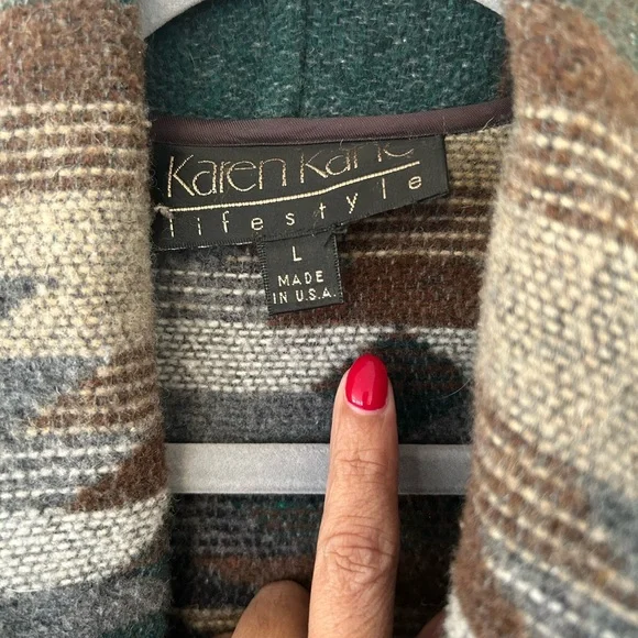 Vintage Karen Kane Wool Blend Blanket Style Jacket, Southwestern, Tribal design - Picture 4 of 8